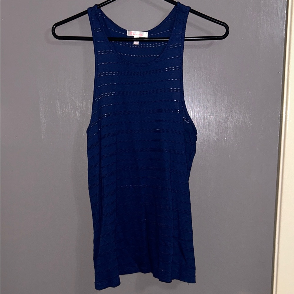 Elegant Navy Sleeveless Tank Top Small